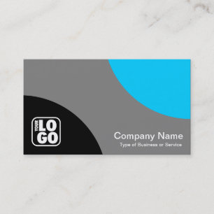 Alternating Curves - Black, Grey and Sky Blue Business Card