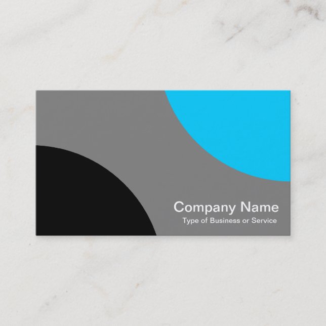 Alternating Curves - Black, Grey and Sky Blue Business Card (Front)