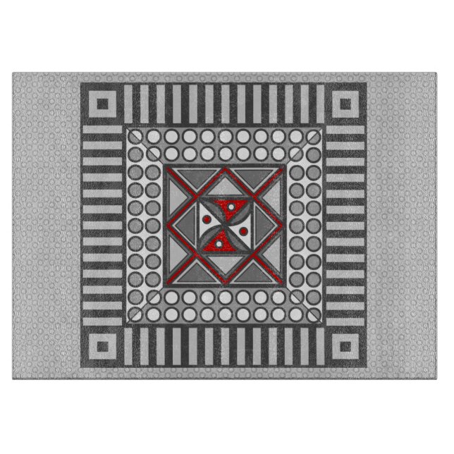 Alternating Geometric Glass Cutting Board (Front)