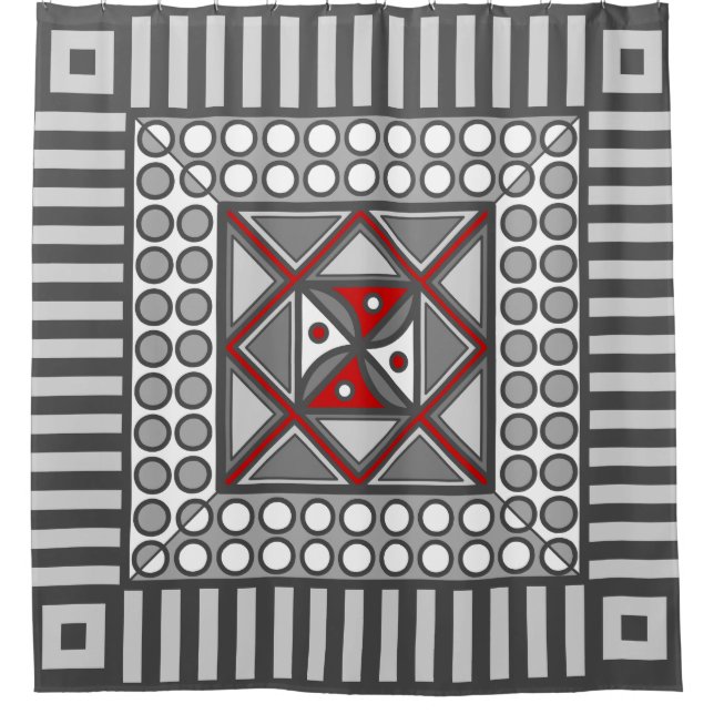 Alternating Geometric Shower Curtain (Front)