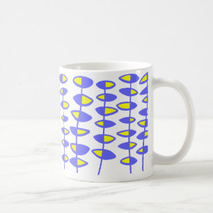 Alternating Leaf Abstract - Blue and Yellow Coffee Mug