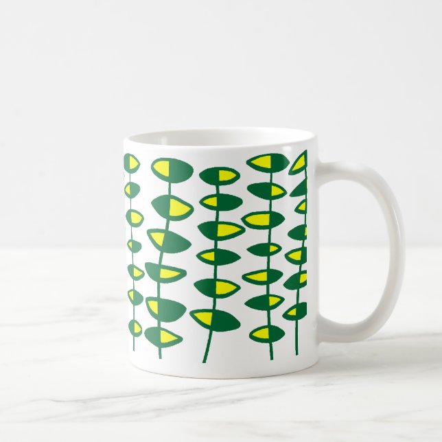 Alternating Leaf Abstract - Green and Yellow Coffee Mug (Right)