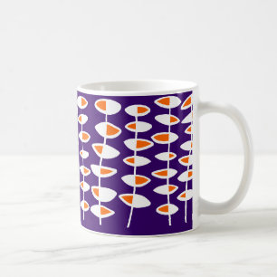 Alternating Leaf - White & Orange on Deep Purple Coffee Mug
