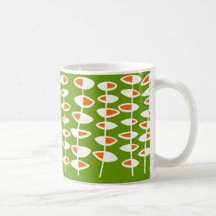 Alternating Leaf - White & Orange on Green 669900 Coffee Mug