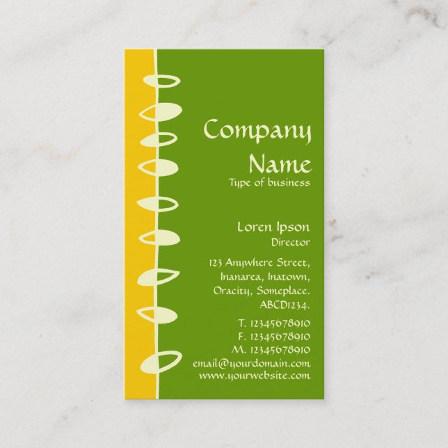 Alternating Leaves - Amber, Green & Cream Business Card (Front)