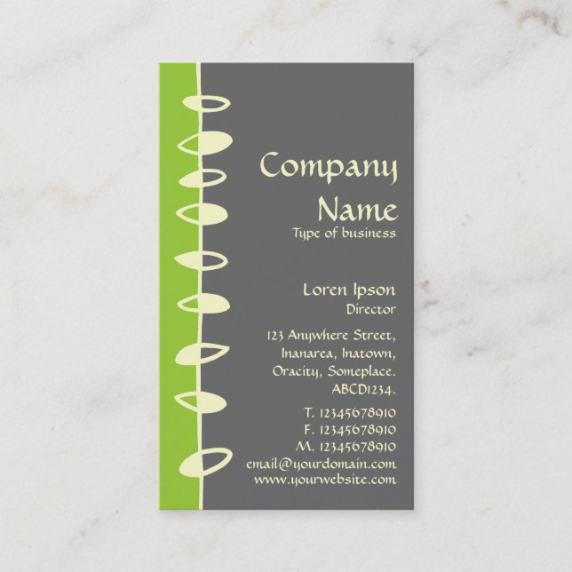Alternating Leaves - Green, Grey and Cream Business Card (Front)