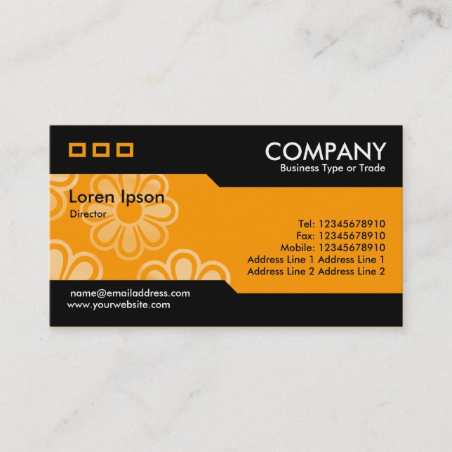 Alternating - Orange Cascadng Flowers Texture Business Card (Front)