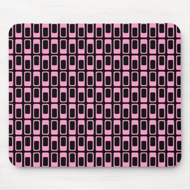 Alternating Rectangles (Pink with Black) Mouse Pad (Front)