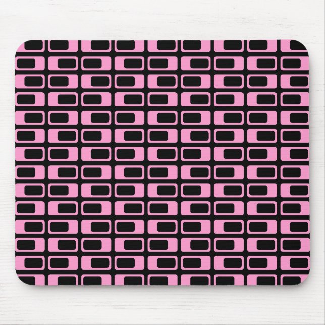 Alternating Rectangles (Pink with Black) Mouse Pad (Front)