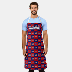 Alternating USA UK Flag Pattern Apron