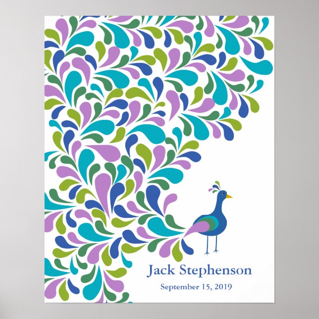 Alternative baby shower guest book peacock (Front)