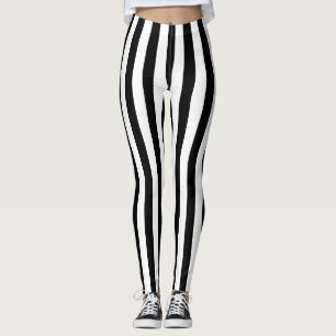 Alternative Black White Vertical Stripe Leggings