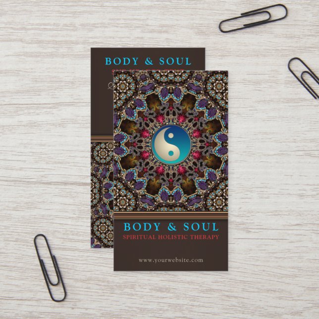 Alternative Eastern YinYang New Age Business Cards (Front/Back In Situ)