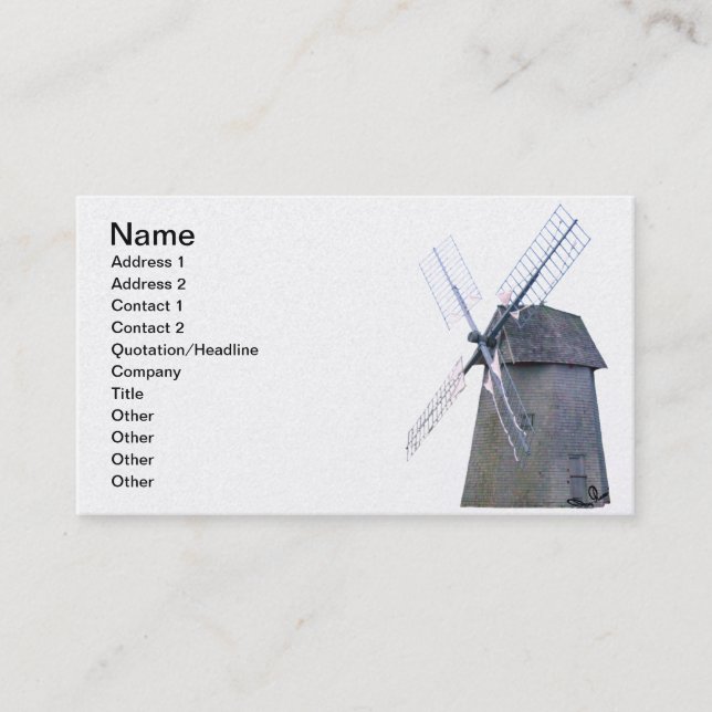Alternative Energy - Dutch Windmill Power Business Card (Front)