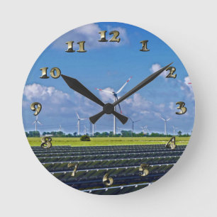 Alternative Energy - Solar and Wind Round Clock