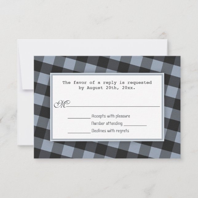 Alternative Gingham Bicycle Wedding Reply Cards (Front)