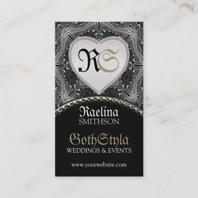 Alternative Gothic Dark Events & Wedding Planner Business Card (Front)