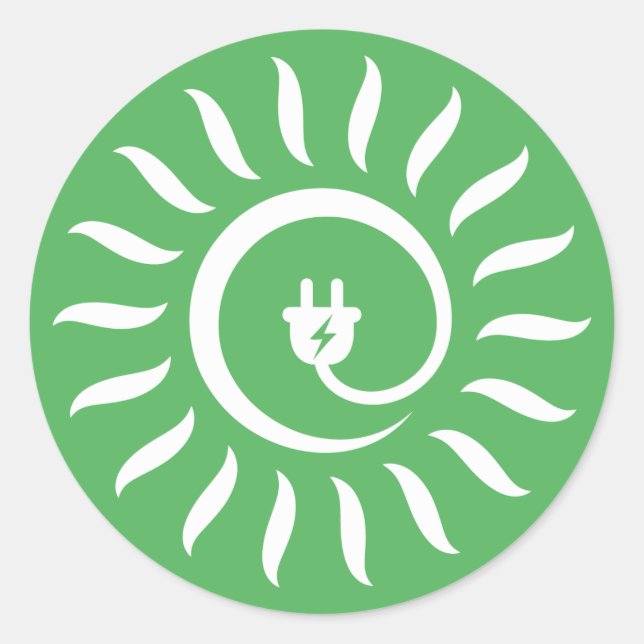 Alternative green energy solar power plug sticker (Front)
