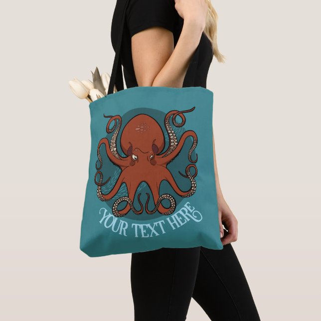Alternative Octopus Artwork Add Your Text Design Tote Bag (Close Up)