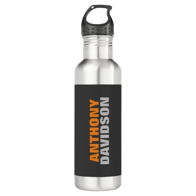 Alternative Perfect Size Grey Orange Bold Text 710 Ml Water Bottle (Front)