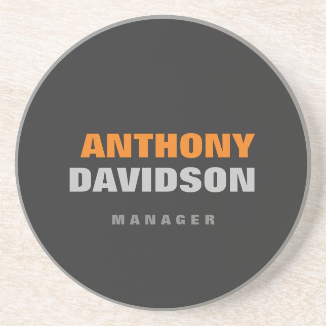 Alternative Perfect Size Grey Orange Bold Text Coaster (Front)