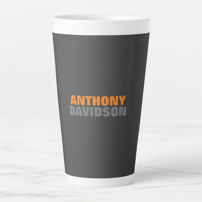Alternative Perfect Size Grey Orange Bold Text Latte Mug (Front)