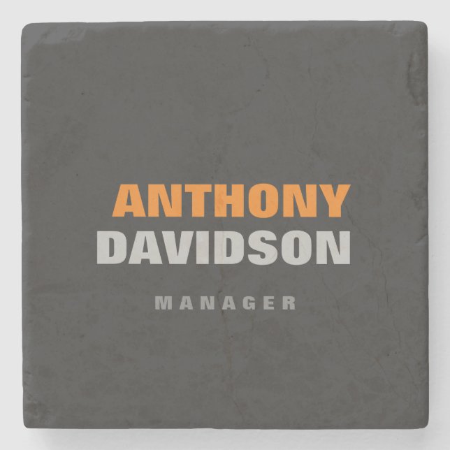 Alternative Perfect Size Grey Orange Bold Text Stone Coaster (Front)