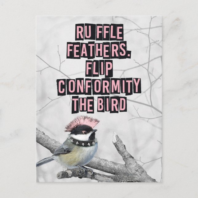 Alternative Punk Bird Anti Conformity Postcard (Front)