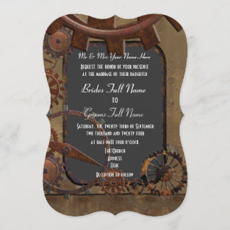 Alternative steampunk wedding invitation