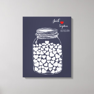 Alternative wedding guest book mason jar heart