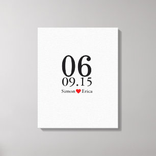 Alternative wedding guest book signing canvas date