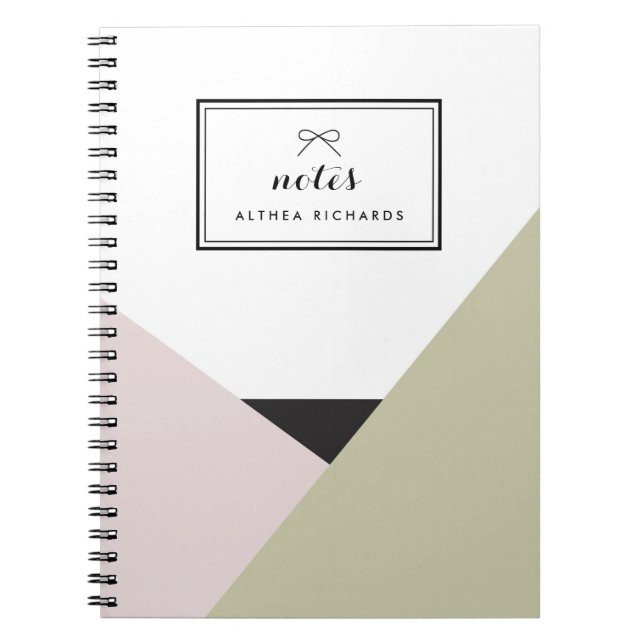 Althea Blush & Taupe Personalised Notebook (Front)