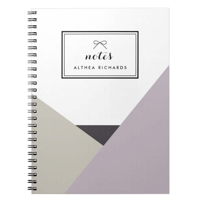 Althea Lilac & Grey Personalised Notebook (Front)