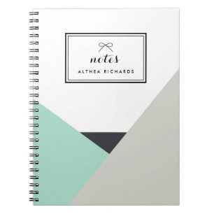 Althea Mint & Grey Personalised Notebook