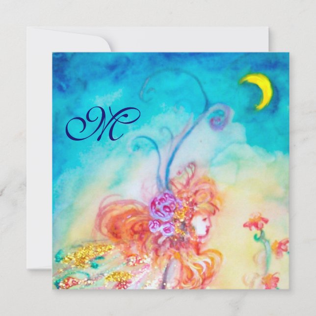 ALTHEA , monogram pink blue yellow green sparkles Invitation (Front)