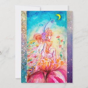 ALTHEA , monogram pink blue yellow green sparkles Invitation