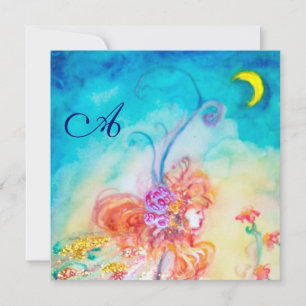 ALTHEA , monogram pink blue yellow green sparkles Invitation