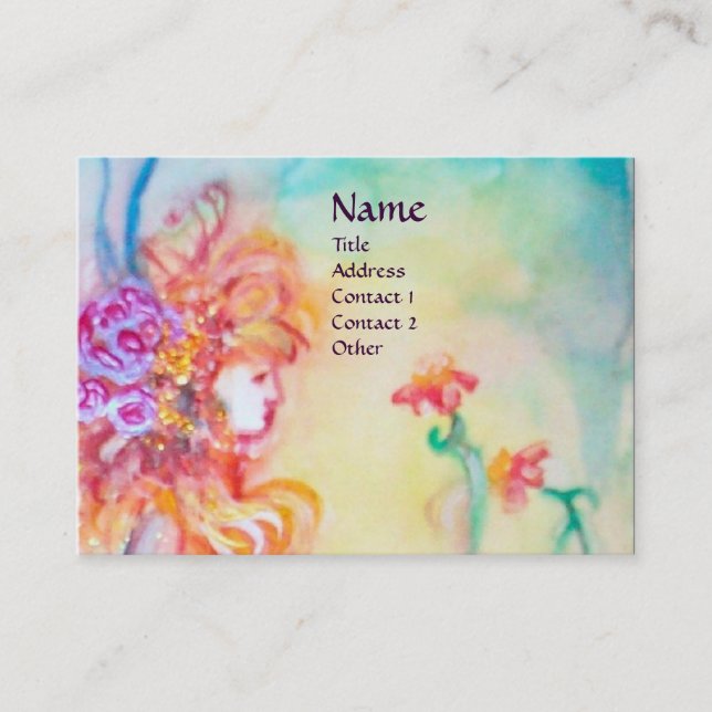 ALTHEA /Whimsical Fairy on the Pink Flower Business Card (Front)