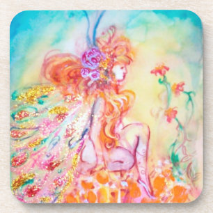 ALTHEA /Whimsical Fairy on the Pink Flower Coaster