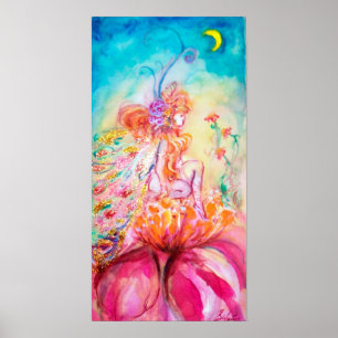 ALTHEA /Whimsical Fairy on the Pink Flower Poster