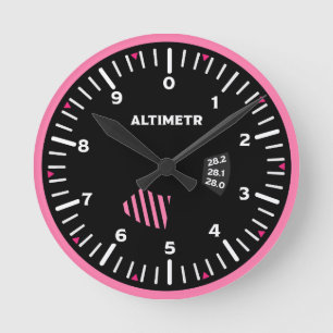 Altimetr Lady Pilot Aviation Geek Round Clock