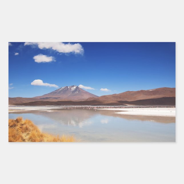 Altiplano landscape with volcano in Bolivia Rectangular Sticker (Front)