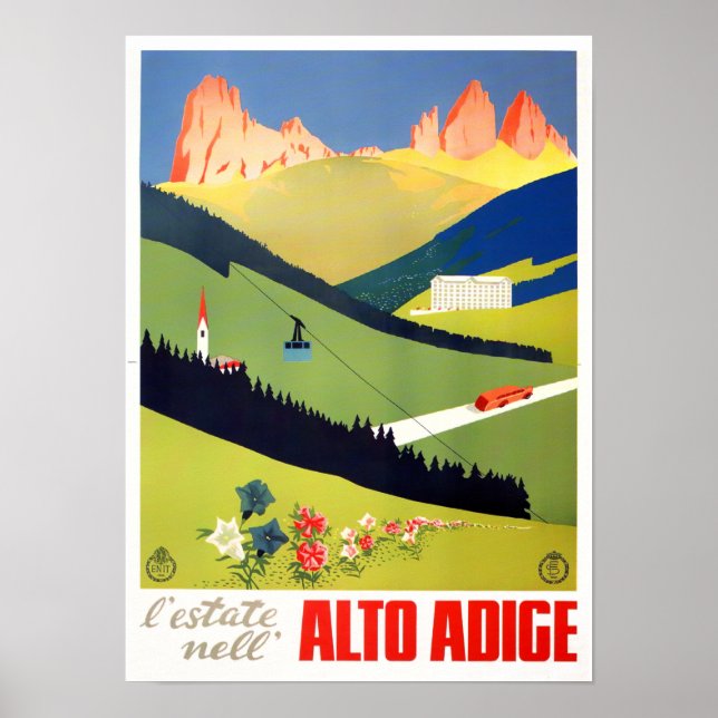 Alto Adige Italy vintage travel Poster (Front)