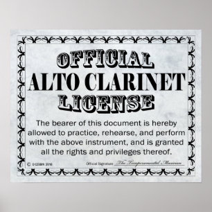 Alto Clarinet License Poster