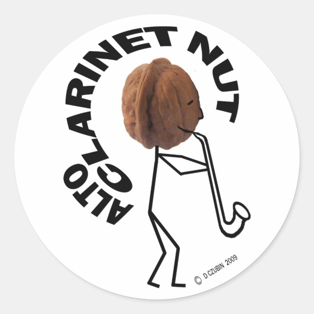 Alto Clarinet Nut Classic Round Sticker (Front)