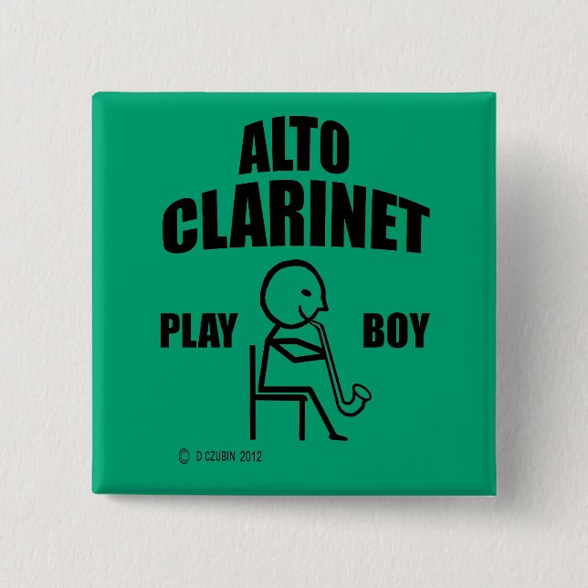 Alto Clarinet Play Boy 15 Cm Square Badge (Front)