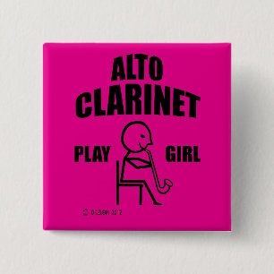 Alto Clarinet Play Girl 15 Cm Square Badge