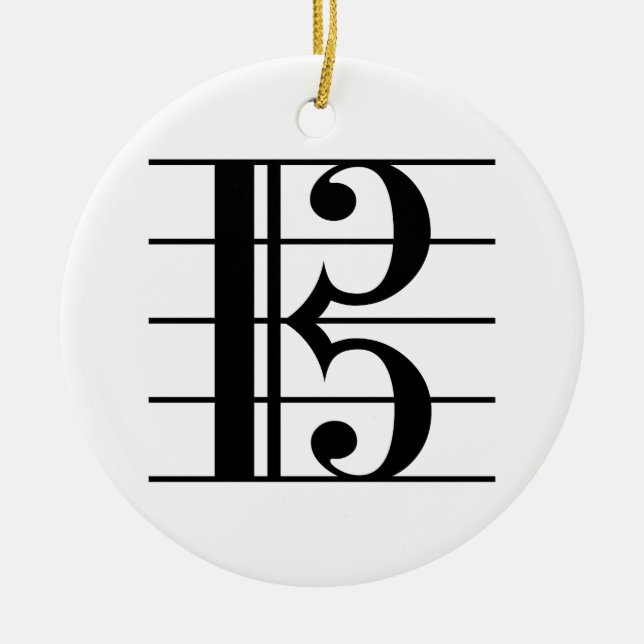 Alto Clef on Staff Ceramic Ornament (Front)
