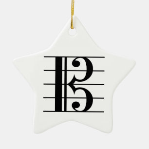 Alto Clef on Staff Ceramic Tree Decoration