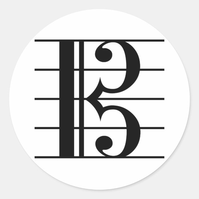 Alto Clef on Staff Classic Round Sticker (Front)